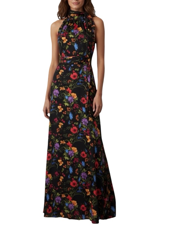Sachin + Babi Dresses & Skirts - NWT SACHIN + BABI Black Wild Flower Sleeveless Tie Neck Dress Gown Size 18W